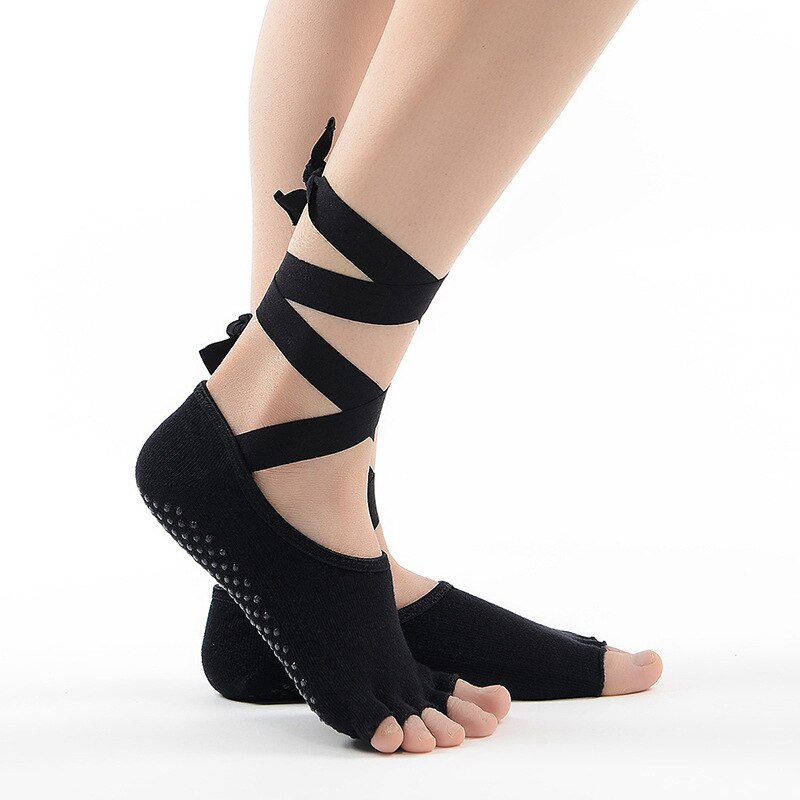 Calcetines de algodón de Yoga para mujer, medias antideslizantes de media punta para Pilates, baile, Ballet, Barre, Bikram, agarre de entrenamiento, 1 par