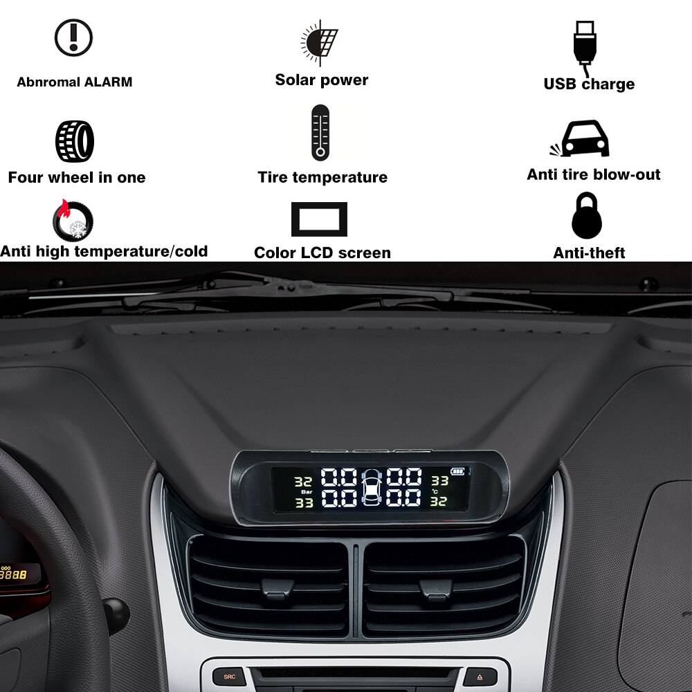 Tire Pressure Wireless Sensor Alarm Monitor System Internal External Tire Temperature Sensor Wireless Pressure Sensor