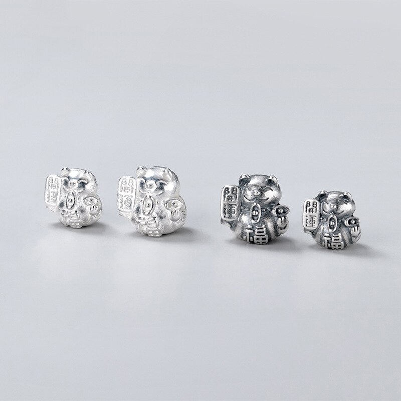 Meetsoft klassisch 925 Sterling silber niedliche glückskatzen-anhänger, speziell für diy-handarbeiten, halsketten, armbänder und accessoires