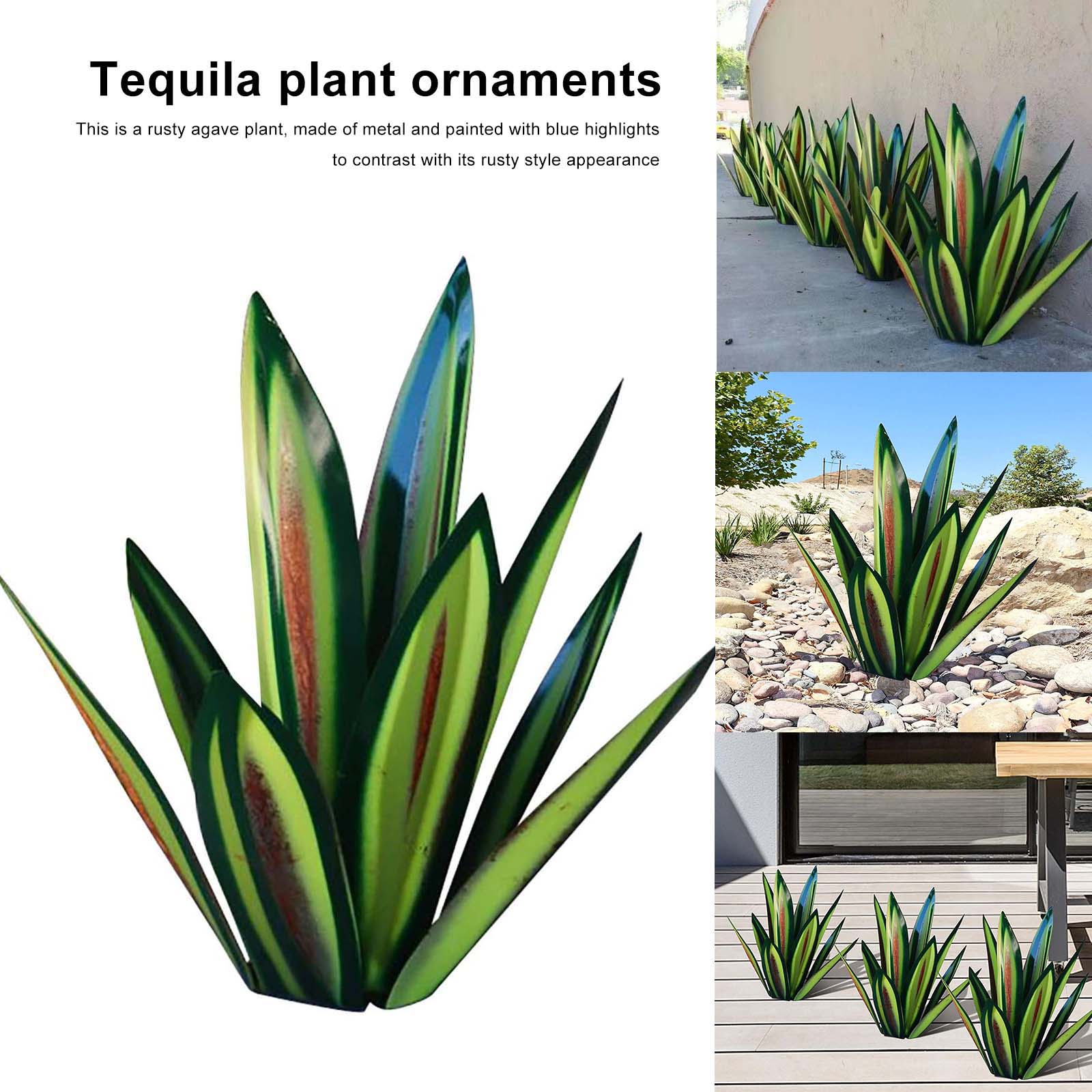 Rustic Tequila Plant Sculpture, Hand Painted Metal Agave Ornaments, Iron Art Decor Figurines for Garden Yard Lawn Patio Outdoor