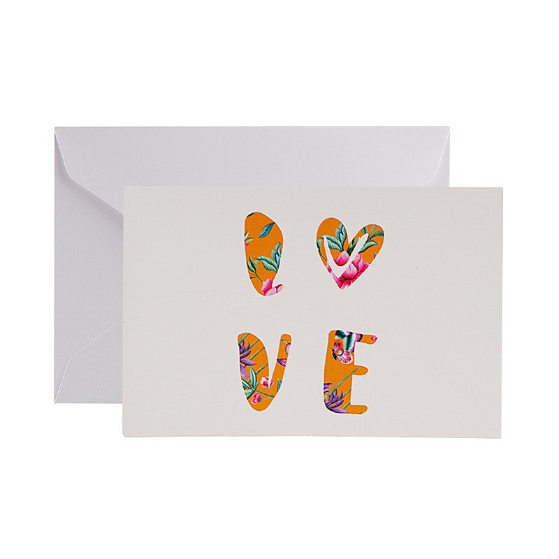6pcs I Love You Greeting Cards Heart Flower Concise Style Wedding Cards Happy Valentine&#39;s Day Message Cards For Girl Friend: A2