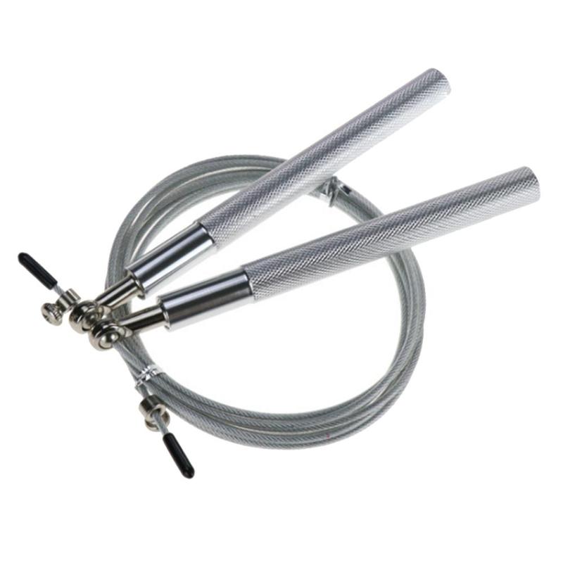 Aluminum Handle Steel Wire Jump Rope Ball Bearing Skipping Rope Steel Wire Outdoor Fitness Body Building Equipments Jump Rope: Silver