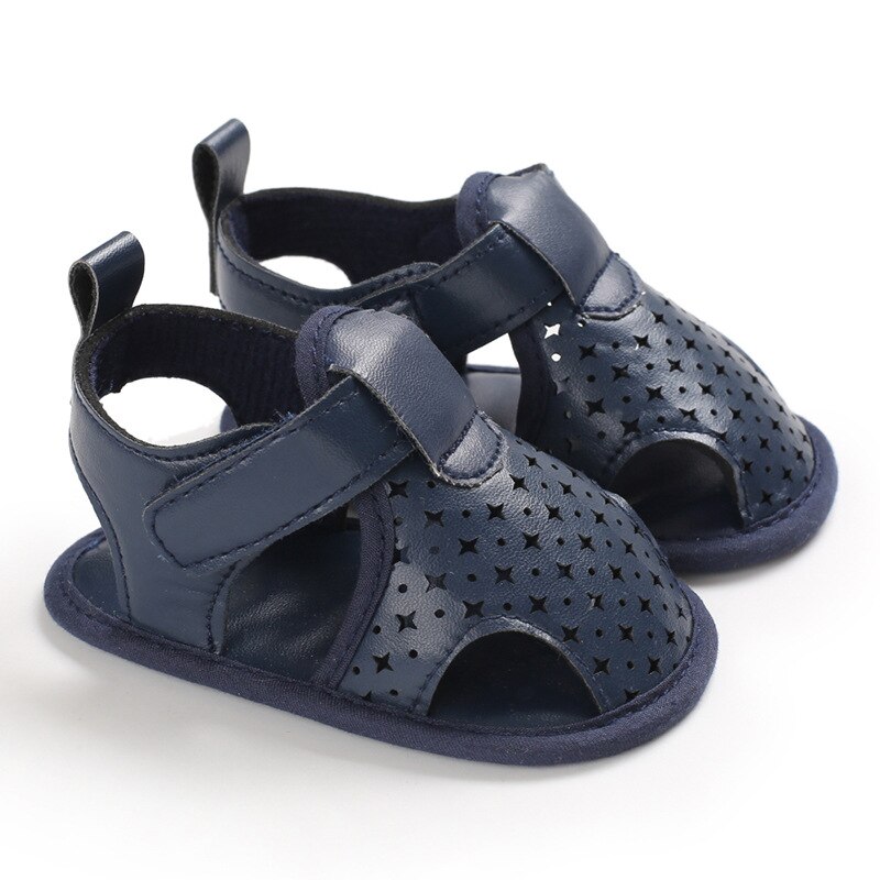 Kids Pasgeboren Baby Jongens Zomer Zachte Crib Schoenen Eerste Wandelaar Anti Slip Sandalen Schoen 0-18M: Blue / 0-6 months