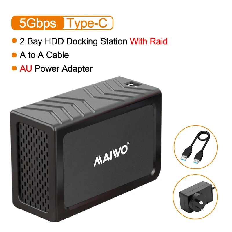 MAIWO 2 Bay HDD Docking Station SATA To USB 3.0 Hard Drive Docking Station for 3.5 Inch Hard Drive Case with 4 RAID Modes Case