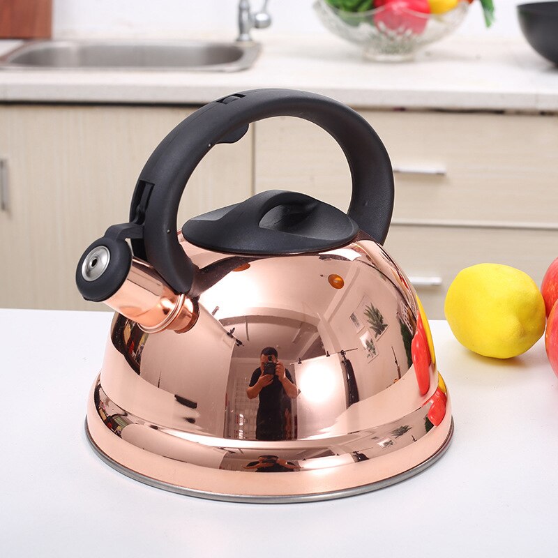 Rose Goud Moderne Luxe Waterkoker Mooie Gas Ketel Theepot Rvs Water Fluitje Kookplaat Chaleira Theepot EH50KE