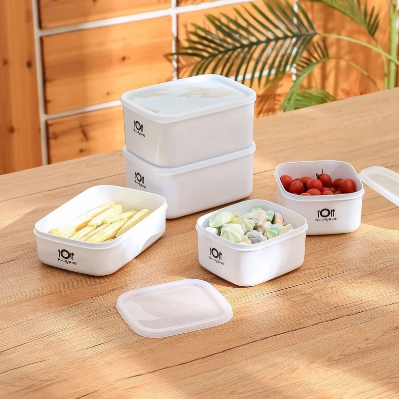 Fiambrera Rectangular pequeña, mediana y grande, refrigerador de plástico, cajón para frutas, caja Bento para microondas, caja de almacenamiento de alimentos