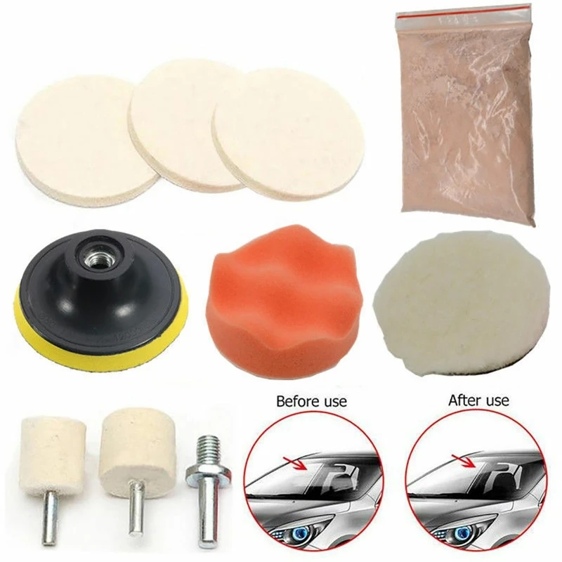 Herramienta de pulido de vidrio de coche, Kit de reparación de arañazos de parabrisas, disco de pulido de carrocería de coche, 8/10 Uds.
