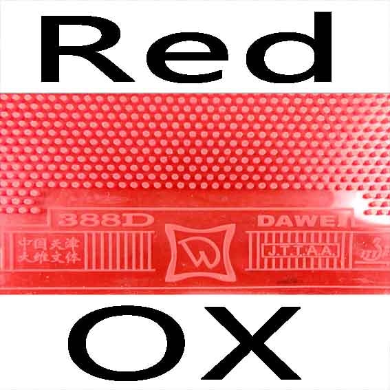 Dawei 388d tênis de mesa pips-out longo de borracha sem esponja: Red OX