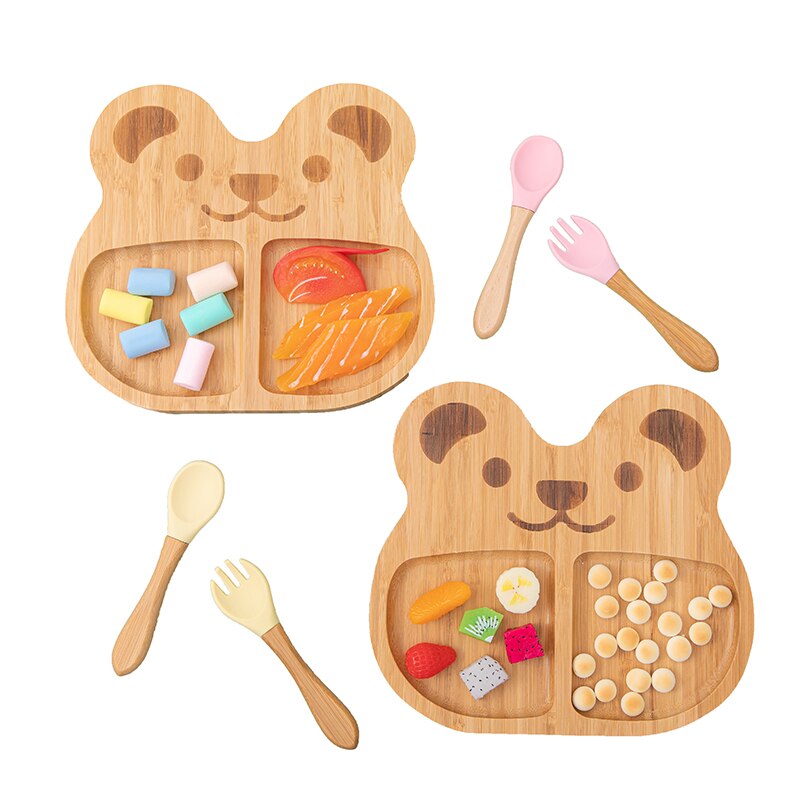 Wooden baby dinner plate animal shape dishes children's feeding and feeding set children's baby tableware