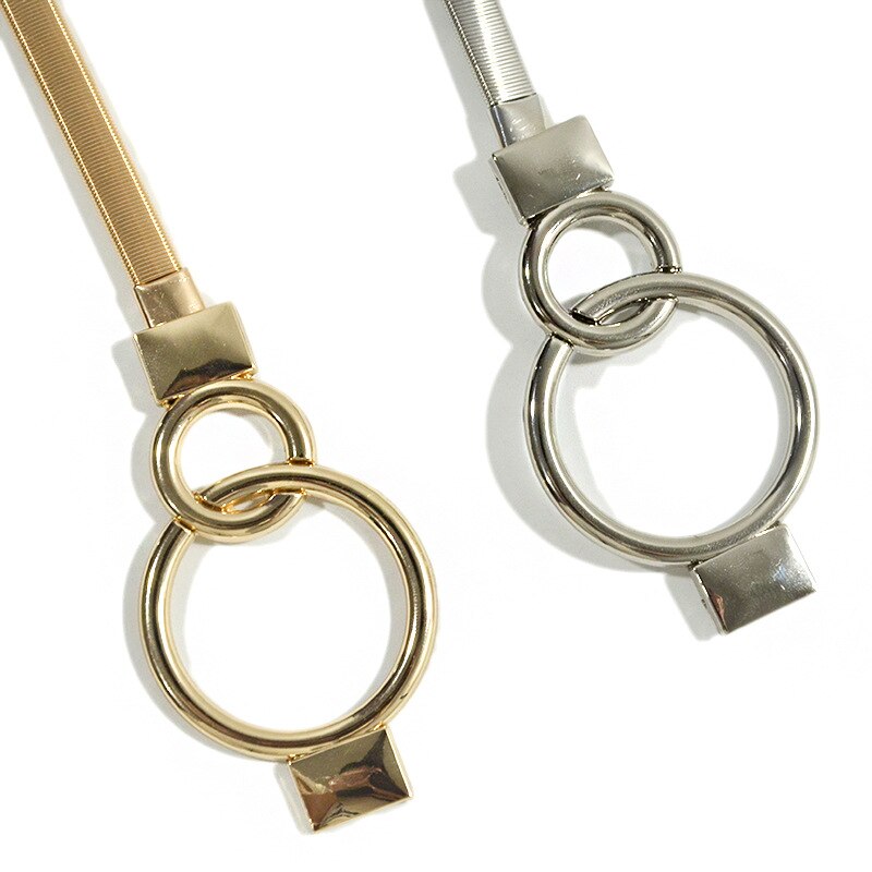 Doppel Ring Kreis Taille Gürtel Damen Kleid Gürtel strecken Gold Frauen Gürtel Metall Dünne Kette Weibliche Bund ceinture femm