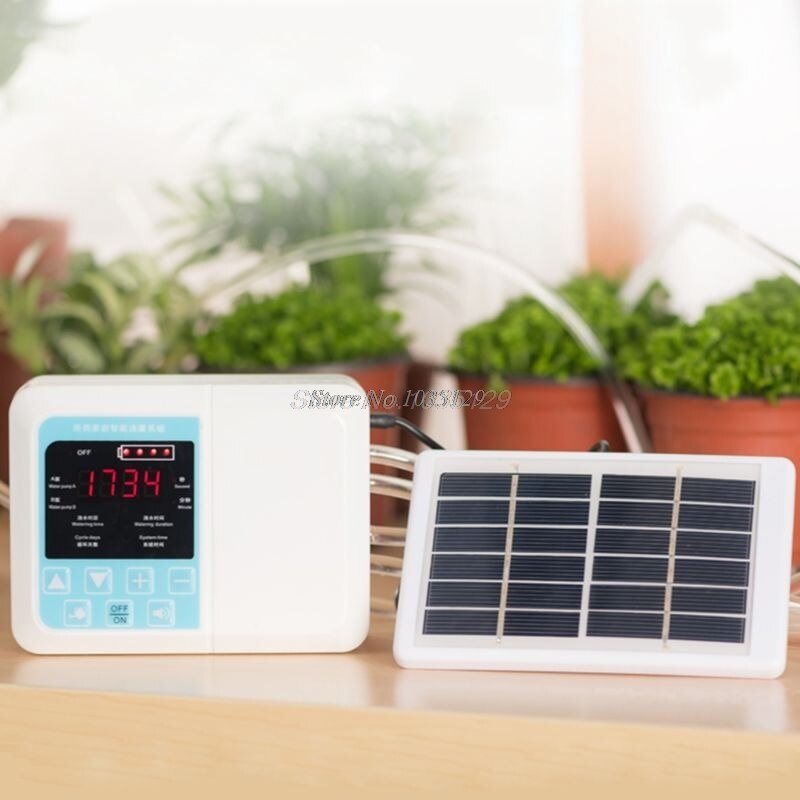 1 ensemble système d'irrigation automatique Intelligent minuterie d'eau solaire alimenté dispositif d'arrosage avec écran LCD étanche directe