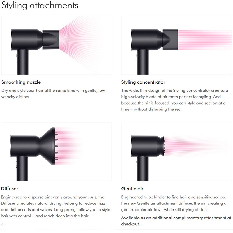 Magnetic Smoothing nozzle /Styling concentrator/Diffuser/Gentle air 4pcs/set for Dyson Supersonic Dryer blow Accessories
