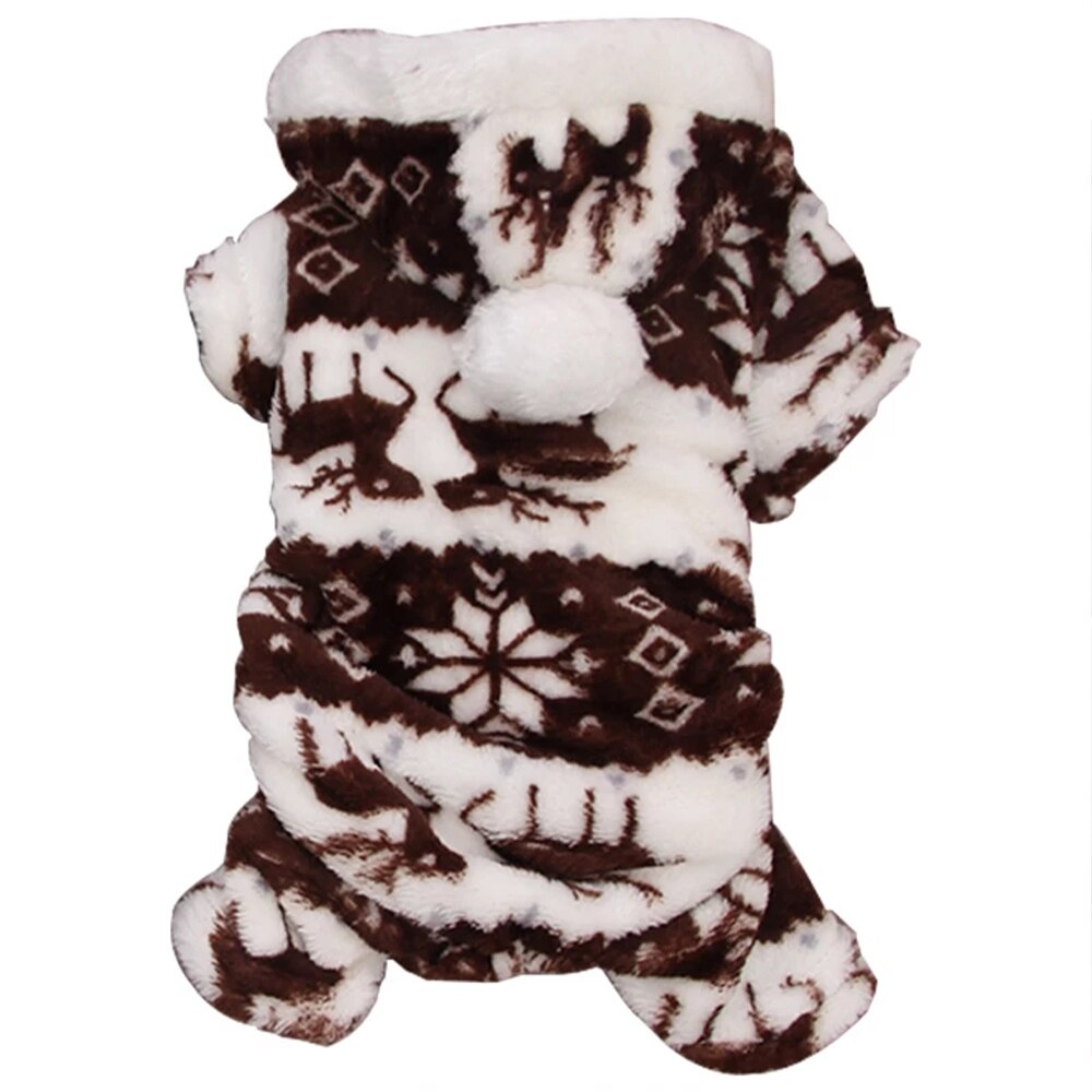 Cão de estimação inverno quente algodão imprimir roupas para filhote de cachorro macacão com capuz casaco vestuário manter quente portátil roupas para cães suprimentos para animais de estimação