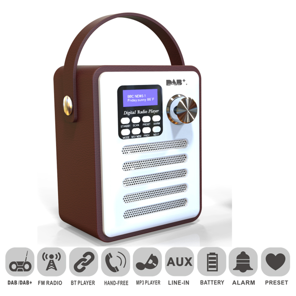 Bluetooth 4.2 træ dab radio digital dab/dab+ fm wi-fi højttaler bluetooth trådløs radio fm/tf kort/u disk/vækkeur