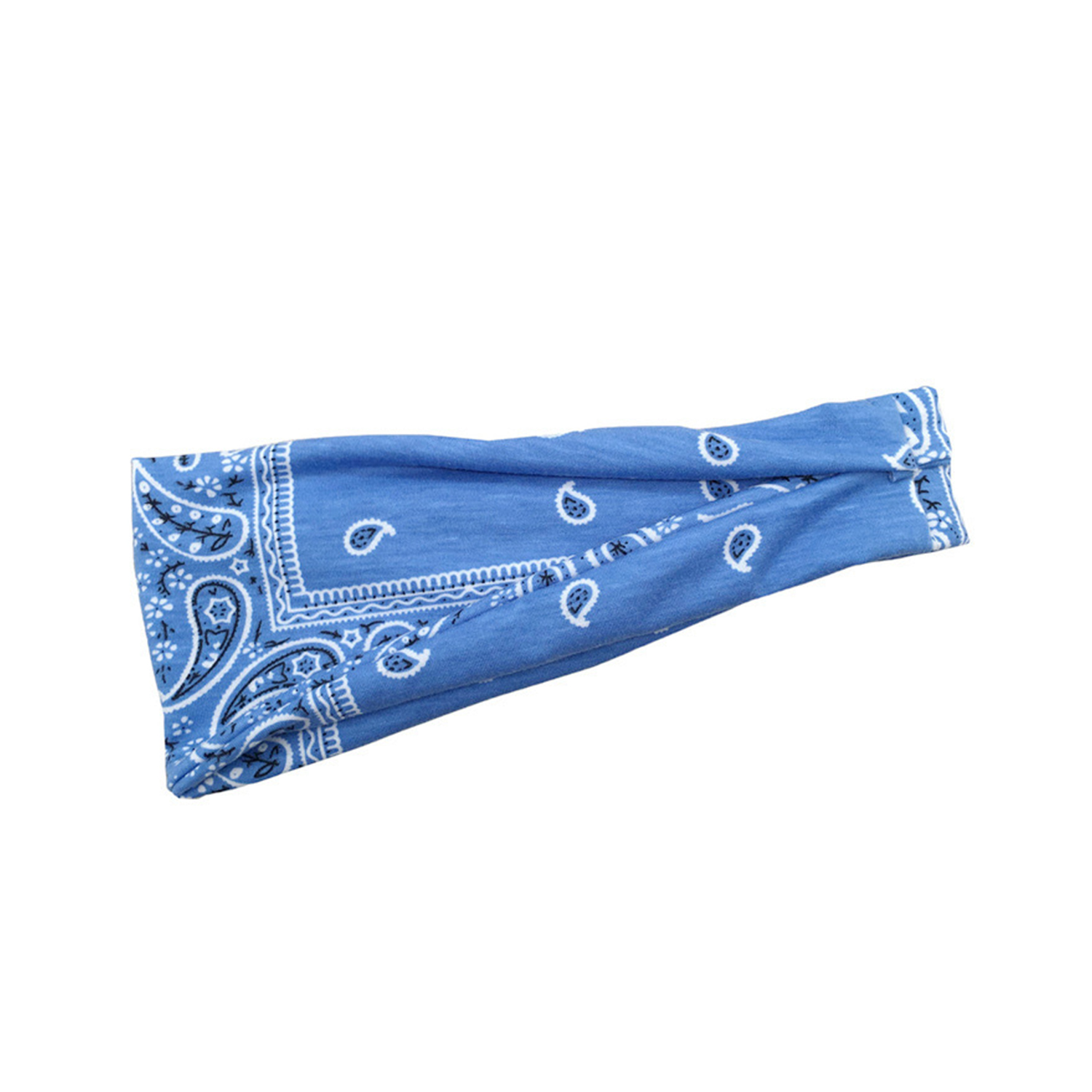 Diademas bohemias, bandas para el cabello de Cachemira, turbante anudado, diadema elástica, envolturas para la cabeza, diademas de tela a rayas para mujeres y niñas: Azul