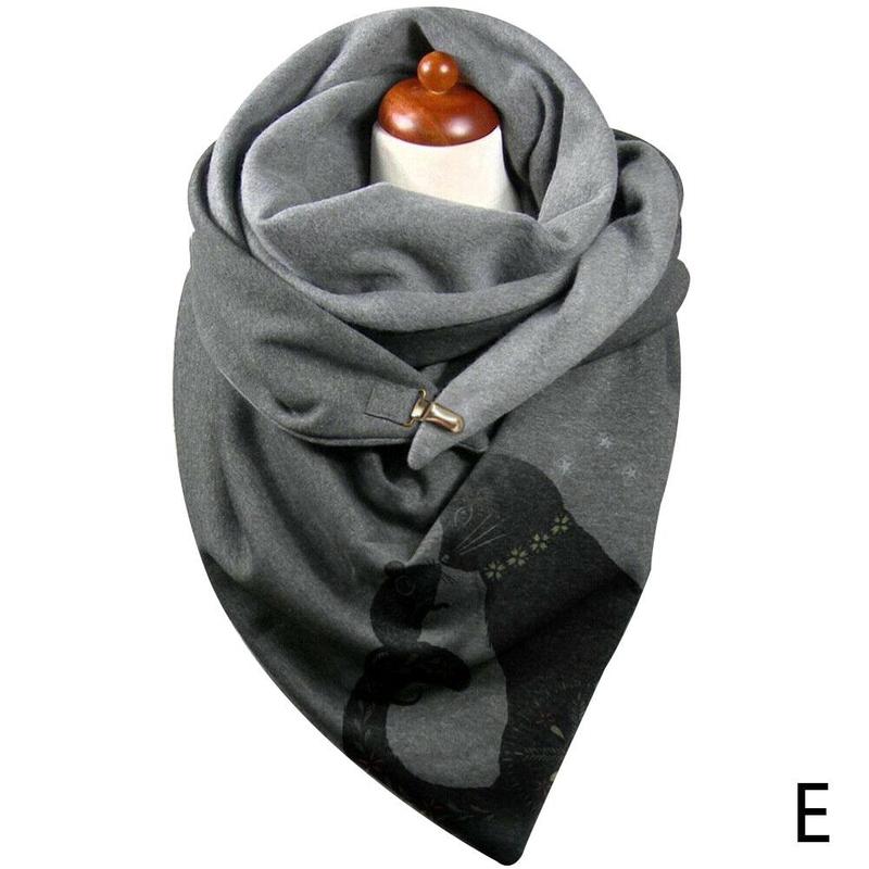 All-match casual kerstprint dikke warme sjaal rond kattenknoopsjaal voor dames kerst: En