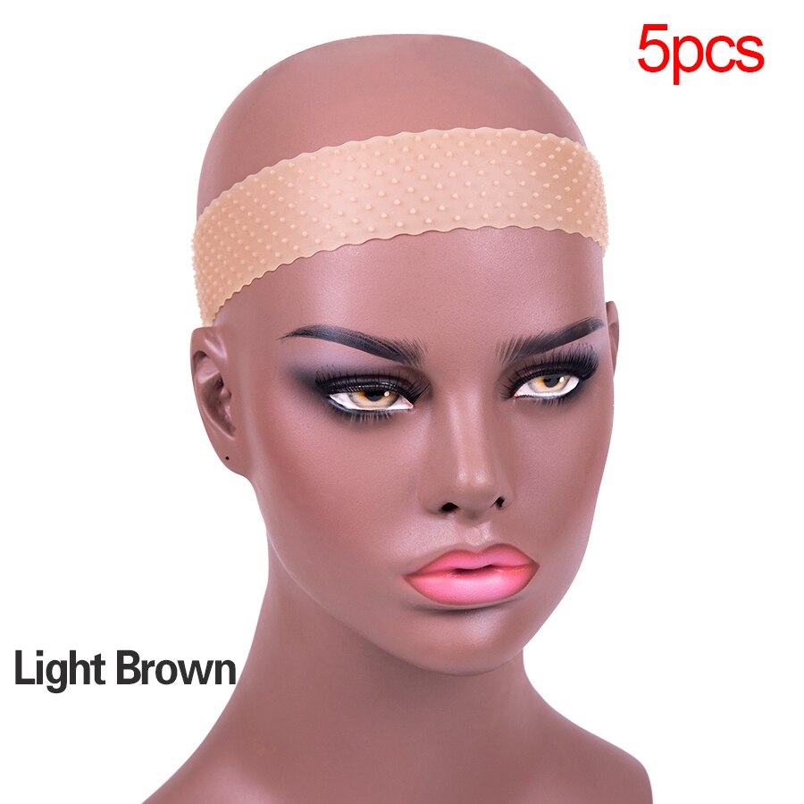 Stirnband Perücke Zubehör Silikon Band Für Perücke Einstellbar Silikon Stirnband Für Perücken Frauen Haar Band Transparent Gummi Haar: 5pcs-light brown