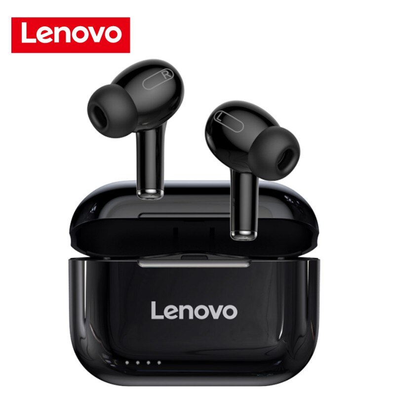 Lenovo LP1S/LP1 Wireless Bluetooth Earphone Stereo Headset noise cancelling Sports TWS Earbuds bluetooth 5.0 earbuds With Mic: LP1S Black