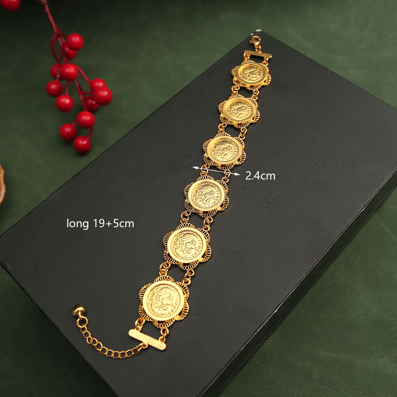 Arabic Cuff Bracelet 21k Copper Gold Plated Turkish Vintage Charm Bracelet for Women Wedding Party Jewelry Jewlry: Hot Stamping