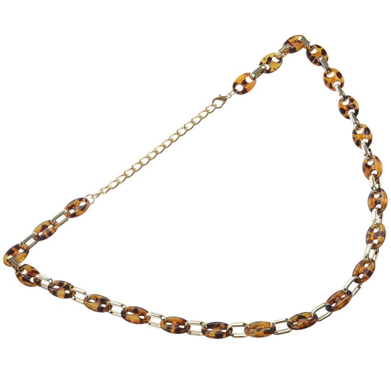 Retro body chain riem dames taille gouden luipaard geometrische elliptische acryl riem: A2