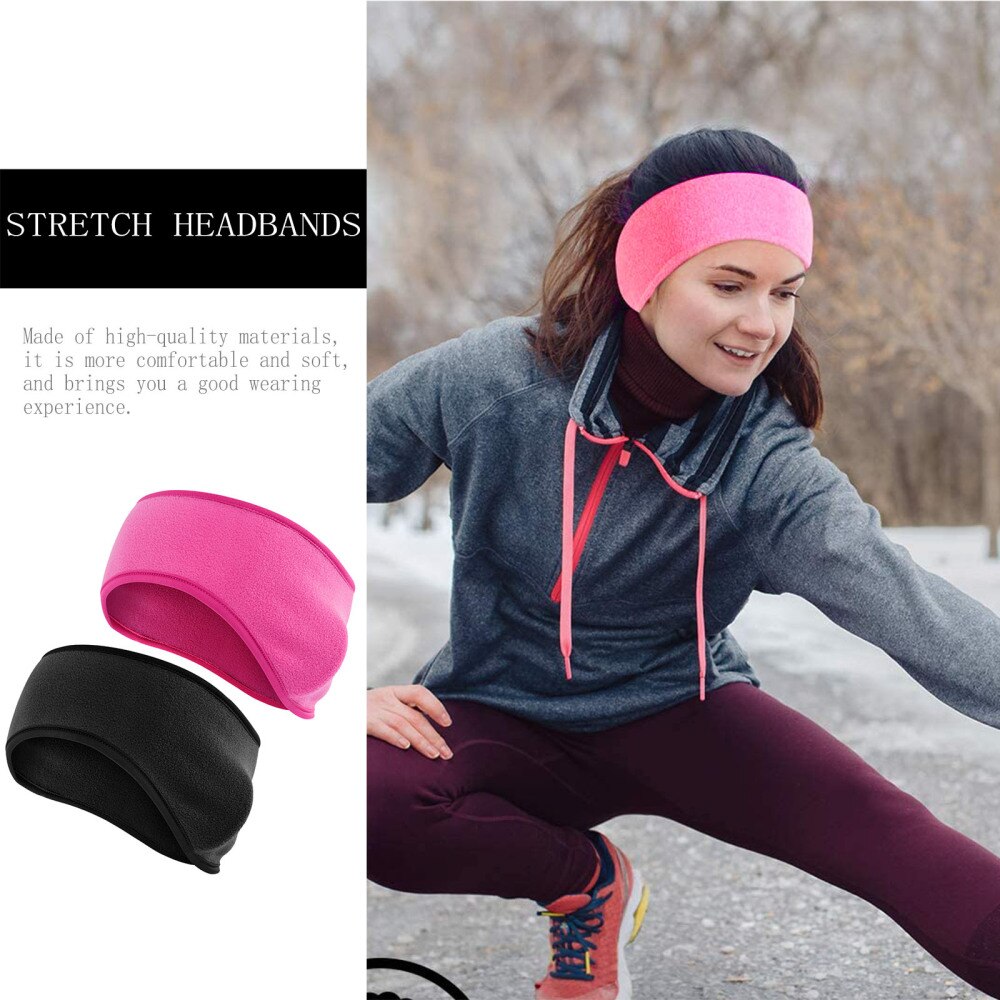 2pcs Autumn Comfortable Durable Sweatband Sports Headband Head Wrap Ear Warmer for Skiing Running Cycling