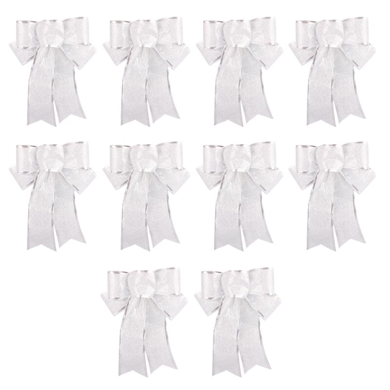10 stuks 10 inch  x 8 inch haarrubber kerstboomstrik met strik hangende ornamenten 4 xfa: 3