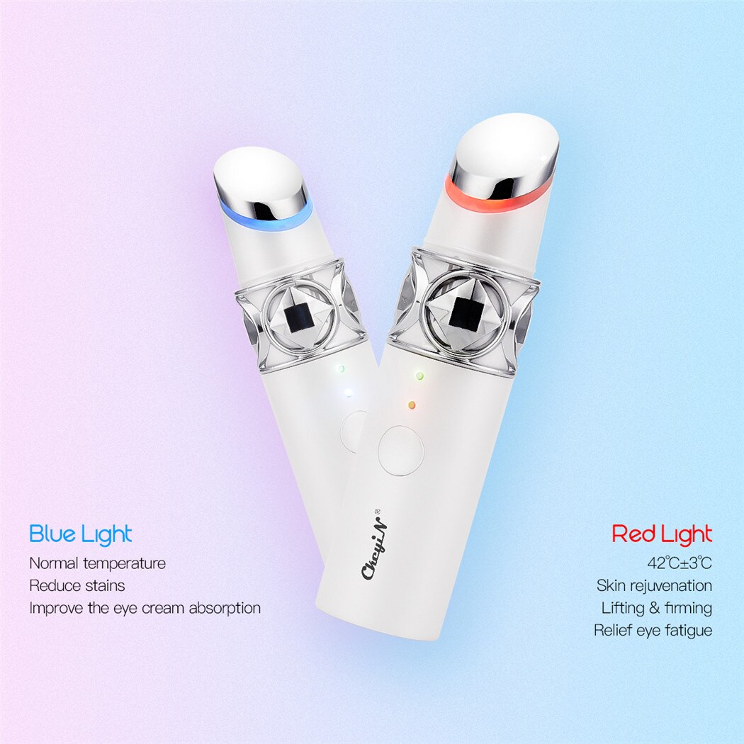 Silmähierontalaite sininen punainen valohoito lämmitetty silmän hierontasauva korkeataajuinen tärinä poistaa tumman ympyrän turvotuksen kauneuslaite