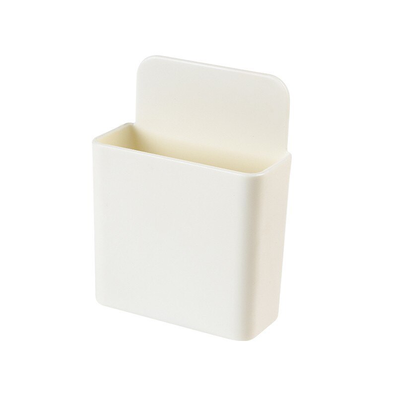 Round/ Square Wall Mounted Remote Storage Box Portable Home Device Remote Control Storage Box Organizer ABS Desktop Phone Shelf: square beige