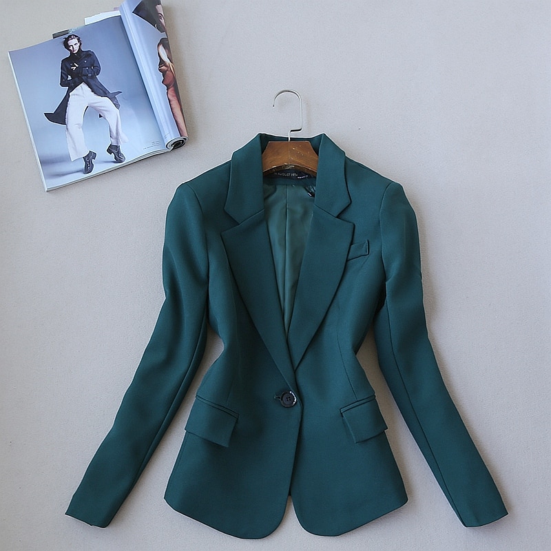 Kontortøj efterår kvinder nederdel jakkesæt elegant kontor dame blazer og nederdel sæt formelt slid todelt nederdel sæt uniform grøn