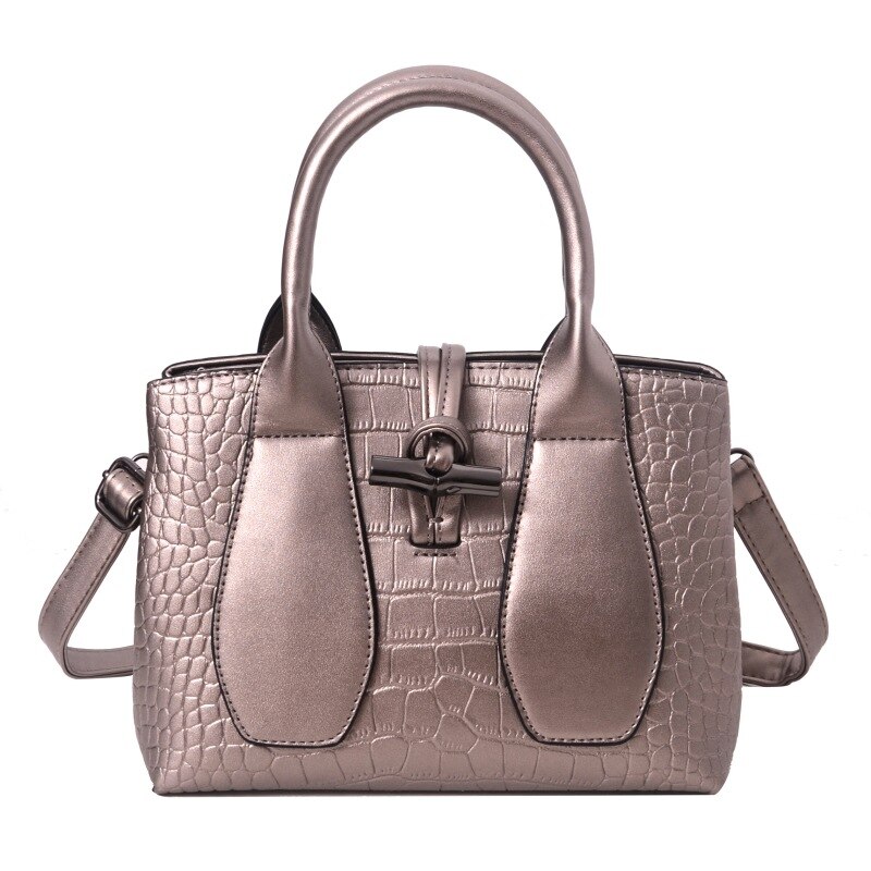 Krokodil axelväska: Guld-