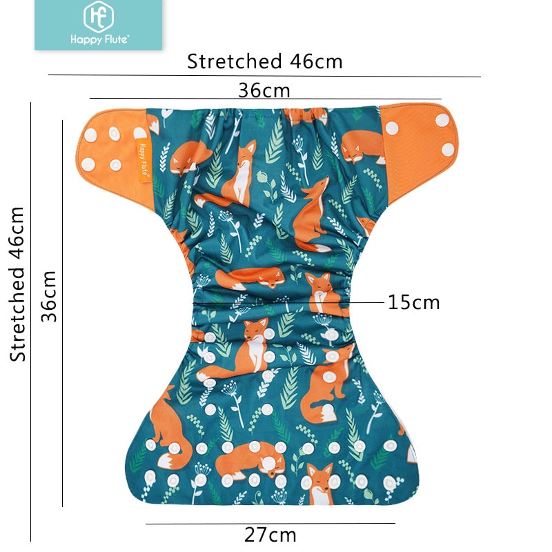 Happyflûte-couche lavable réutilisable, 4 Inserts + 1 couche jetable, taille ajustable, convient aux bébés de 3 à 15KG