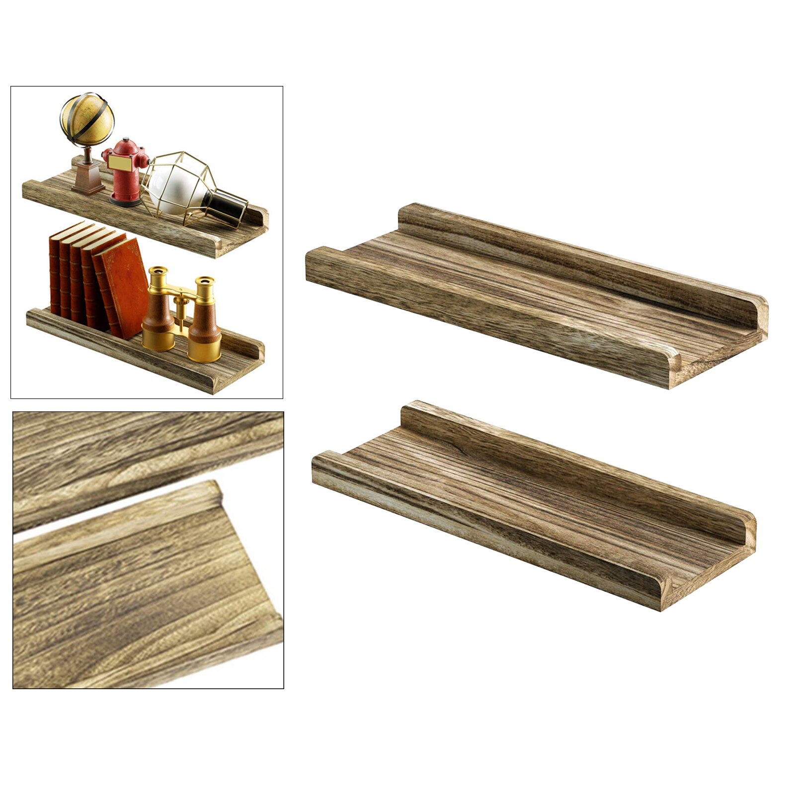 2x Floating Shelves for Wall Mounted,Modern Rustic All Wood Wall Shelves for Bedroom, Bathroom, Family Room, Kitchen