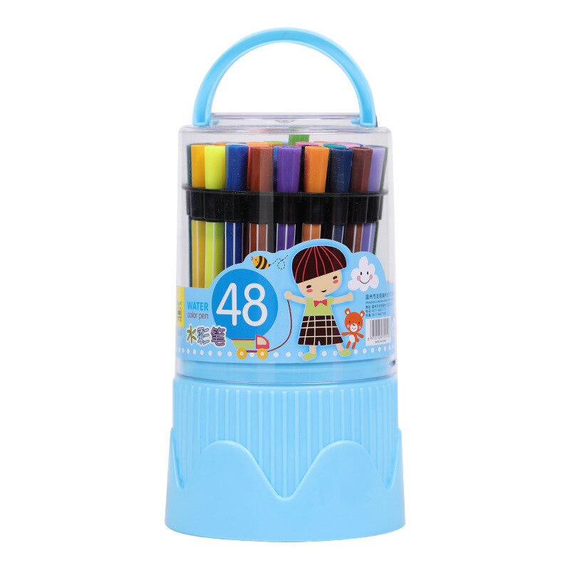 48 Kleur Aquarel Pen Set Gebotteld Wasbare Waterbasis Aquarel Pen Kleuterschool Graffiti Borstel Kinderen Schilderen Set