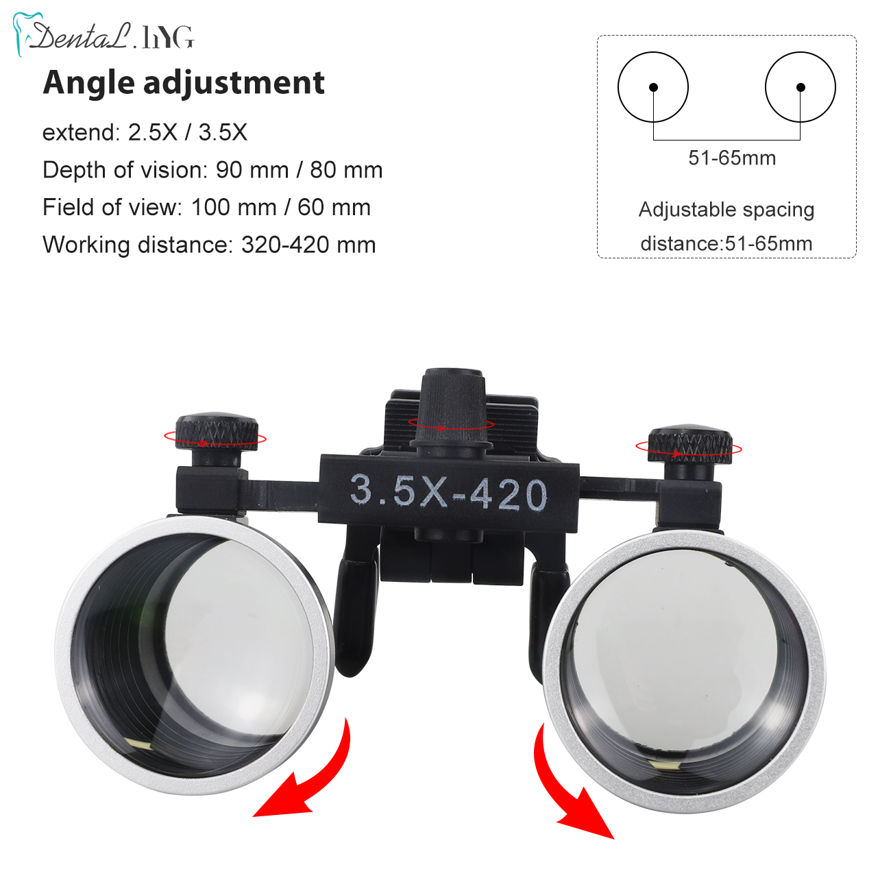 Dental Loupes Accessories 2.5X 3.5X Coated Optical Lens With Clip Magnifying Glass Galilean Binocular Dental Magnifier
