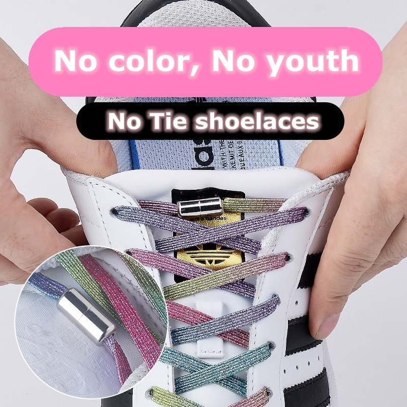 Elastische Locking Schoenveters Flats Geen Stropdas Schoenveter Quick Sneakers Locking schoenveters Kids Volwassen Vrouwen Mannen Schoenen lace Strings
