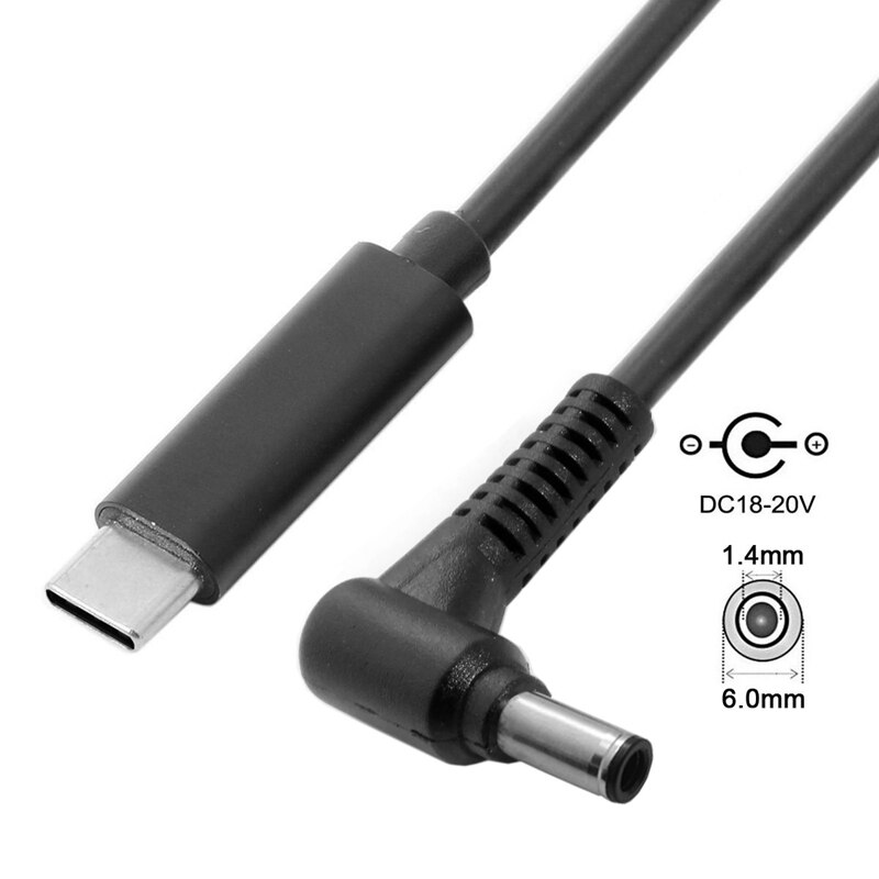 Entrada de USB-C tipo C al rectángulo 6,0x1,4mm Cable de carga PD para ordenador portátil