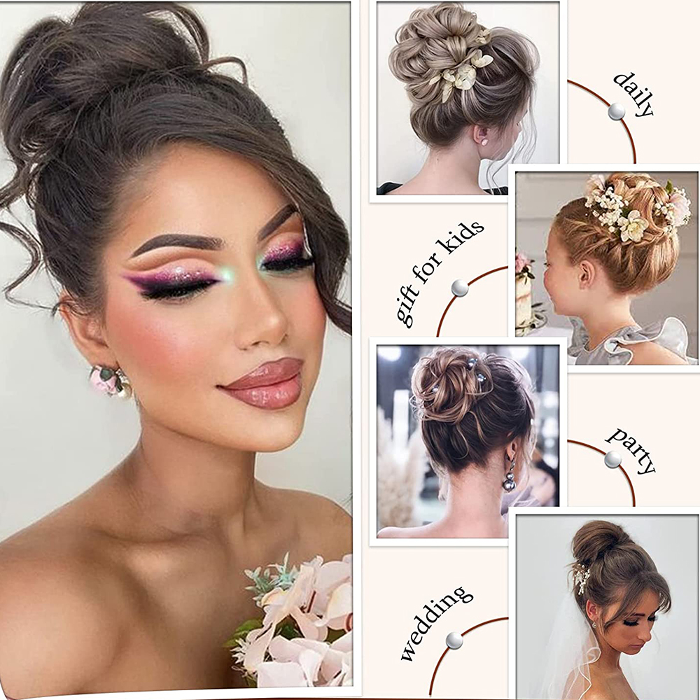 Extensiones de moño de pelo sintético para mujer, coleteros de pelo rizado desordenado, moño negro, Donut, piezas Updo para uso diario en fiestas