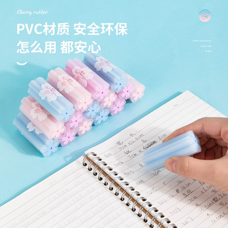 Deli Eraser Spring kawaii Stationery Rubber Eraser Student Prizes Solid Color Soft Eraser office and School Supplies