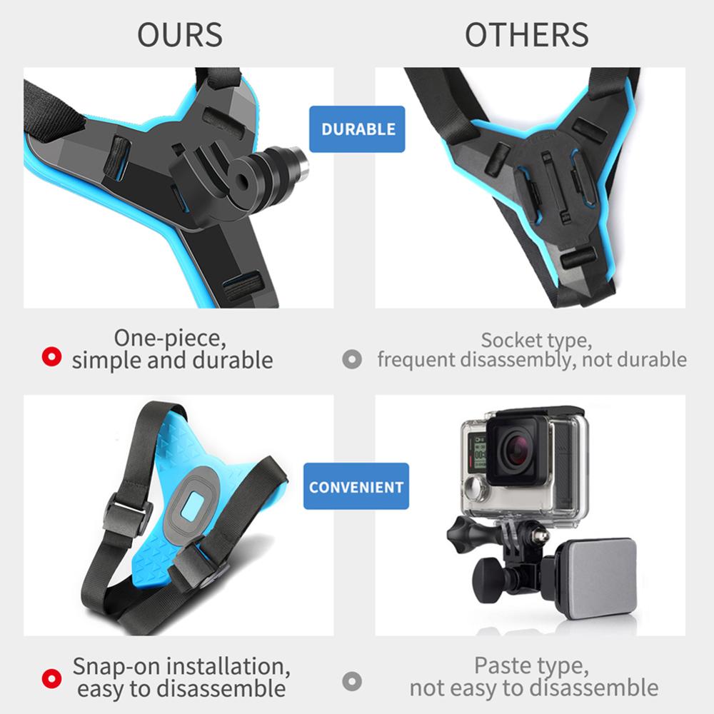 Correa para casco de motocicleta, soporte de cámara para AKASO Campark, GoPro Hero 7, 6, 5, Black Hero 4/3, 360