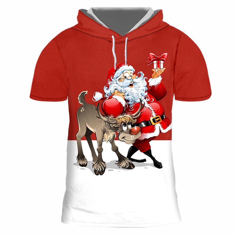 Ogkb herre julemåne mønster hættetrøje 3d trykt dejlig julemand og tyr tøj mande afslappet t-shirt