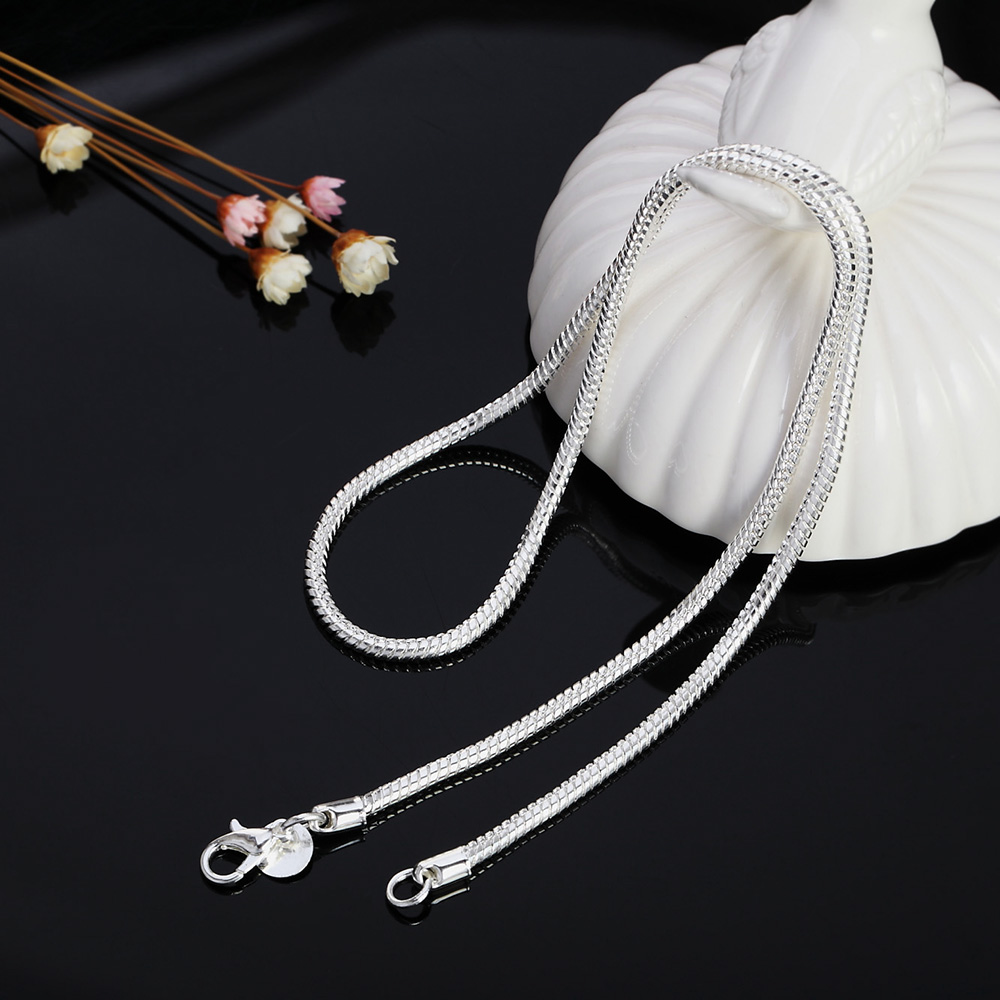 20-60cm Plata de Ley 925 3mm cadena de serpiente collar pulsera para mujer hombre joyería de compromiso de boda dijes lindos