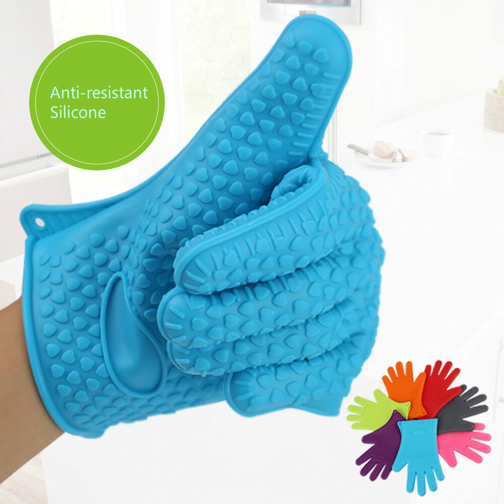 1 para Silikon Handschuhe mikrowelle 5 Finger-handschuh Ofenhandschuh Hitzebeständig Grill Bohrer Fausthandschuh Handschuh Küche BBQ Backen werkzeug