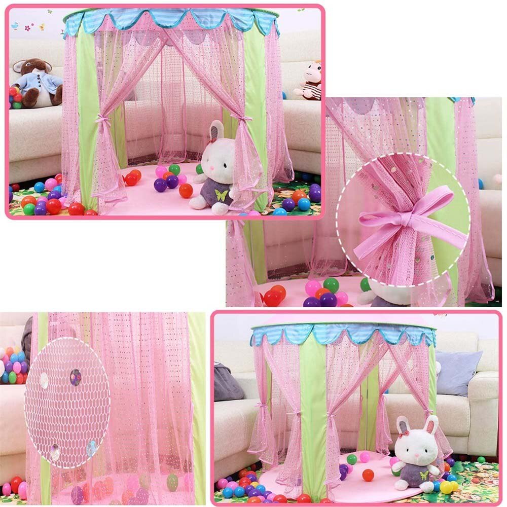 Baby Tent Children Princess Pink Castle Tents Portable Girls Indoor Outdoor Garden Folding Play Tent Kids Balls Pool Playhouse