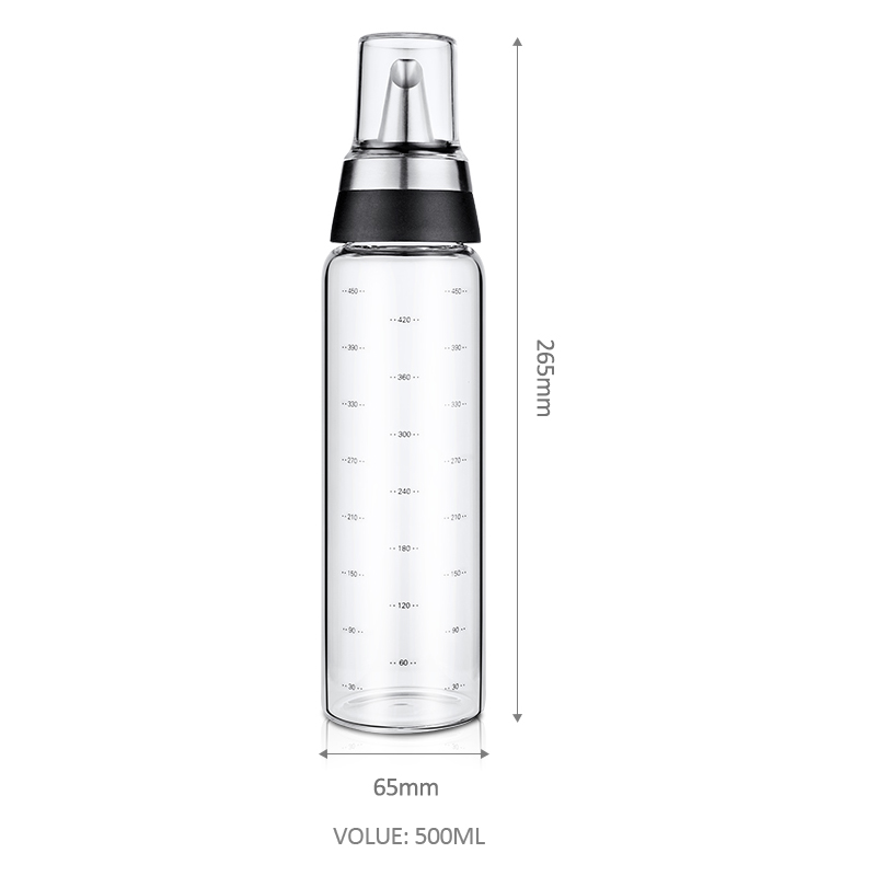 Olivoljedispenser flaska glas oljeflaska 17oz läcktät krydda behållare olja vinäger cruet flaska kökssås dispenser: 500ml