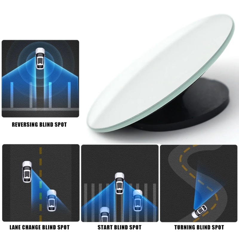 Espejo retrovisor para coche, espejo auxiliar para punto ciego, Ultra claro, ángulo grande ajustable de 360 grados, espejos sin bordes inversos para coche