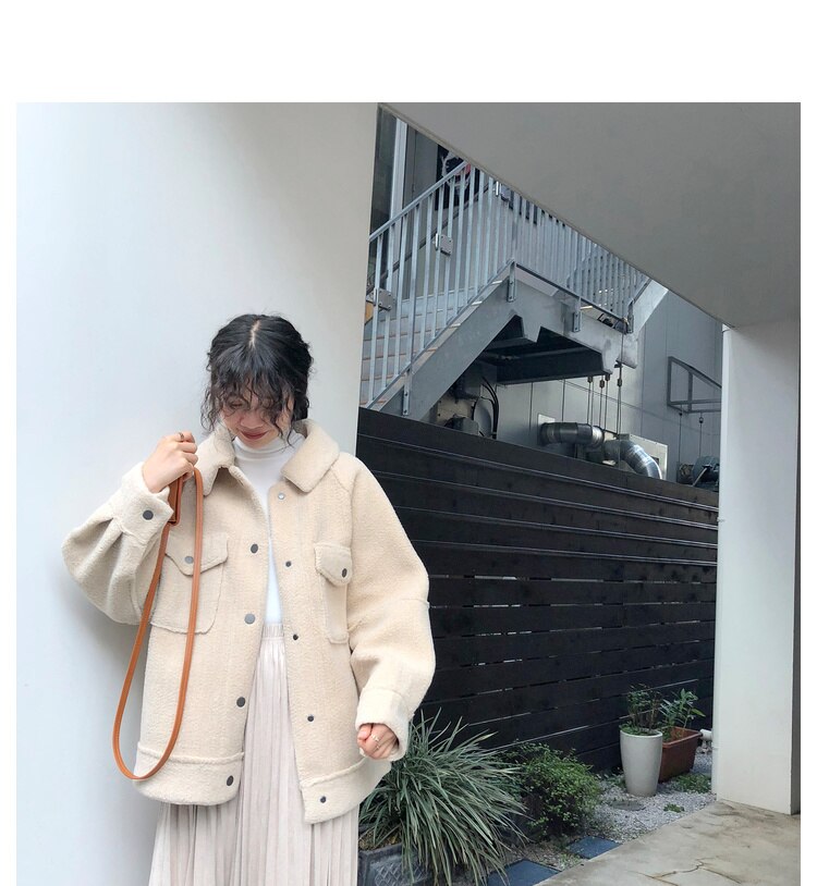 Vroege Voorjaar Anti Schapenvacht Jas Vrouwelijke Losse Pluche Jas Shirt Jasje