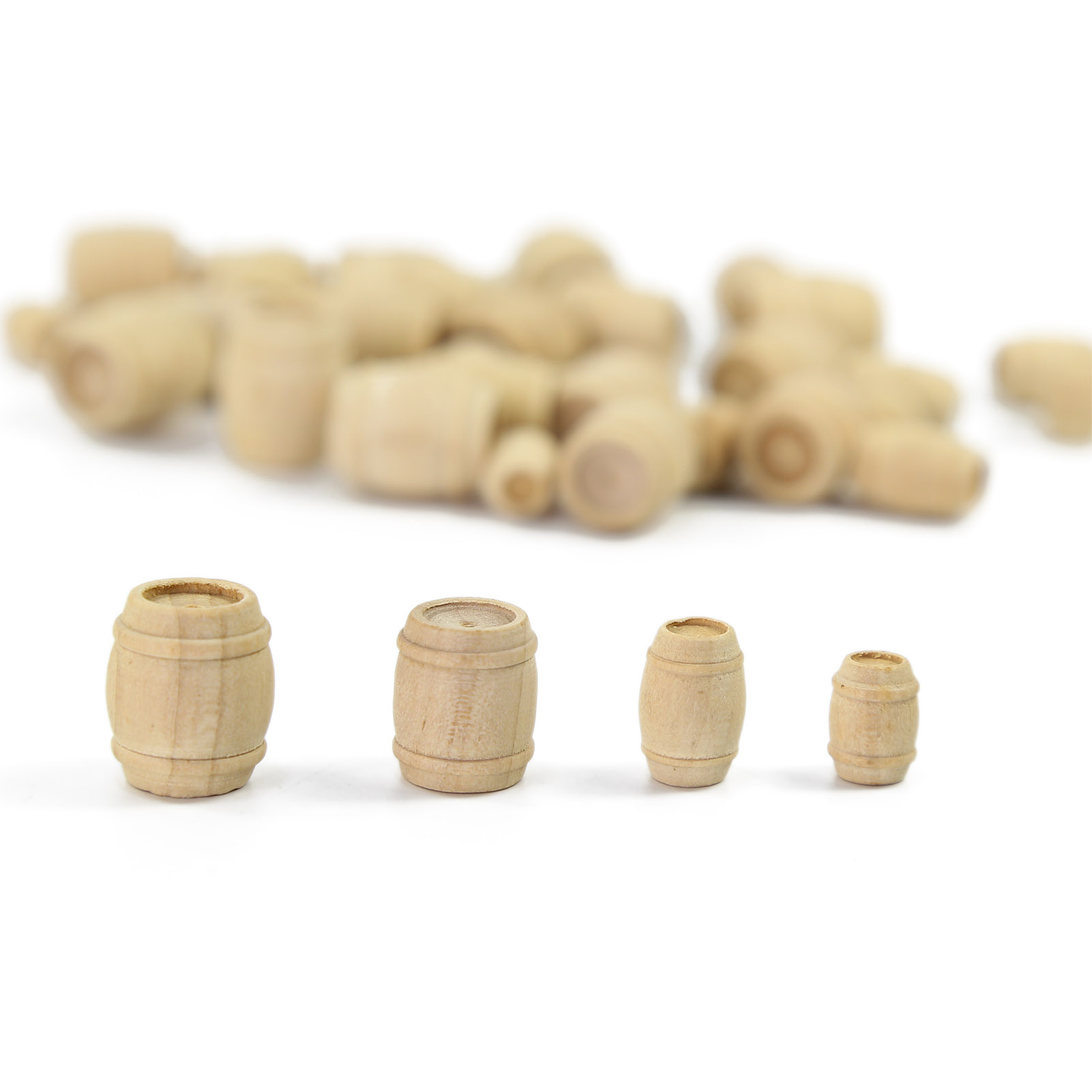 Evemodel 50 Uds modelo de trenes HO OO escala 1:87 barriles de vino de madera cubo de barril MT001: Gris