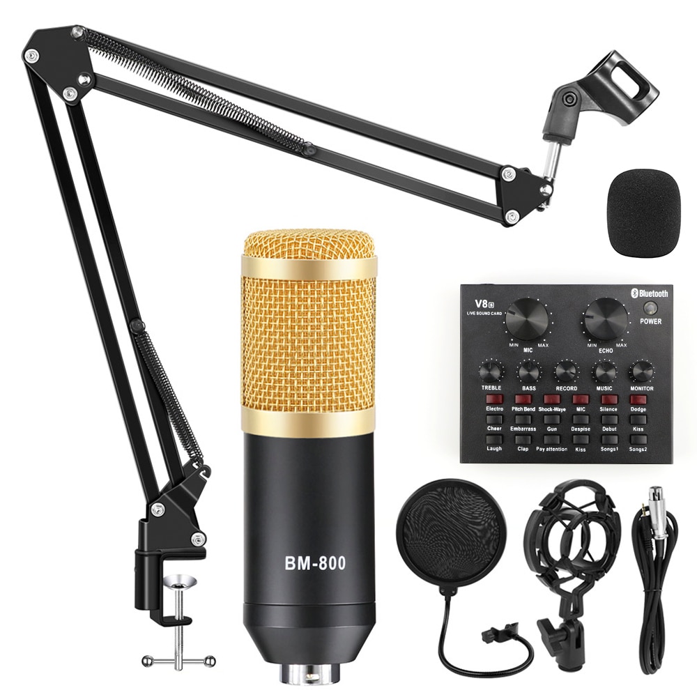 Bm 800 Microfoon Studio Opname Kits Bm800 Condensator Microfoon Voor Computer Phantom Power Bm-800 Karaoke Microfoon Geluidskaart