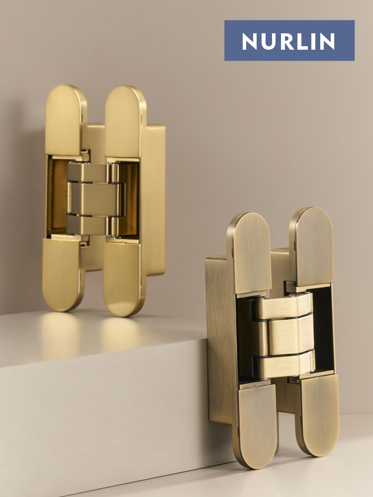 Nurlin unsichtbare Türscharniere, 3D-verstellbare verdeckte Scharniere, glänzendes Gold, Schwarz, helles Chrom, Zinklegierung, Stoßscharnier, robust