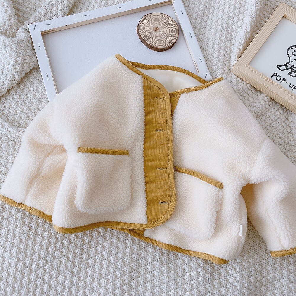 Winter Baby Jungen Langarm O Nacken Wolle Lamm Dicken Vlies Warme Jacken freundlicher freundlicher Oberbekleidung Mäntel Casaco